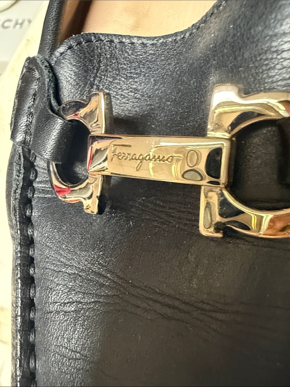 Salvatore Ferragamo Black Leather Bit Loafers with Gold-Tone Hardware - Picture 3 of 12